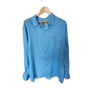 Tommy Bahama 25th Anniversary Mens XXL Button-Up Shirt - Blue Linen